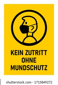 Kein Zutritt ohne Mundschutz ("No Entry without Face Mask" en alemán) Firma contra la propagación del nuevo Coronavirus Covid-19. Imagen vectorial.