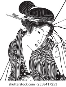 Keisai Eisen was an ukiyo-e artist from the late Edo period, known for his bewitching paintings of beautiful women. His work Ukiyofuzoku Bijokurabe'' depicts the beautiful women of the time competing 