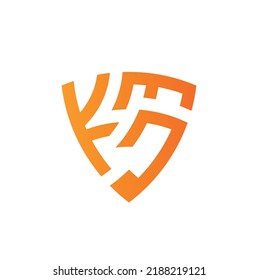 KEJ-Buchstabenlogo in Kreideform mit Monogramm-Design