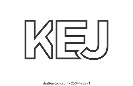 KEJ logo design template with strong and modern bold text. Initial based vector logotype featuring simple and minimal typography. Trendy company identity ideal for businesses brand presence.