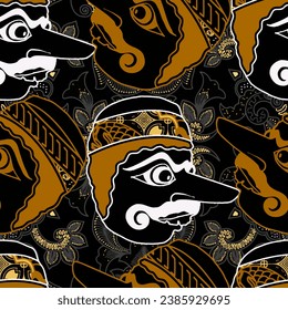 kelana mask batik motif with batik ornament filling, can be printed digitally