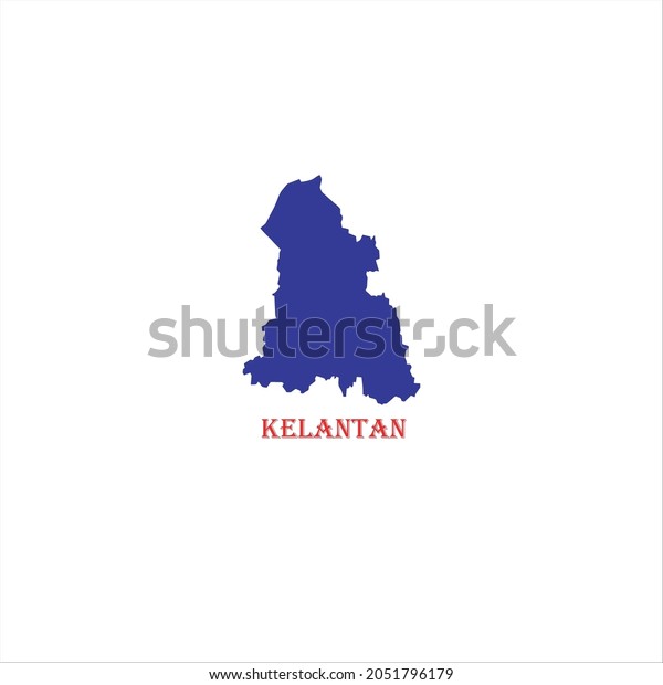 Kelantan map logo in blue and red text on a\
white background