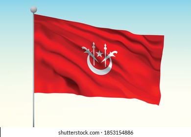 Kelantan waving flag on isolated background