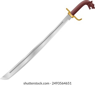Kelewang in Vector Art by Kelapa Pariwara, is a single-sided machete-style sword originating from Malay, which is often used as a cutting or slashing tool and used in silat martial arts
