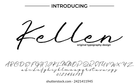 Kellen Font Stilvolle Pinselstriche, die Vektorbriefe in Großbuchstaben, Alphabet, Schrift anstrichen