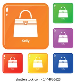 Kelly bag icons set collection vector 6 color isolated on white background