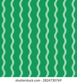 Kelly green and light mint wavy vertical stripes seamless pattern. Flat geometric fluid abstract vector background. Midcentury modern organic design for textile, spring fashion and packaging.