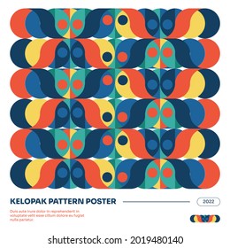 Kelopak Muster Poster 2022 Ausstellung. Abstrakter geometrischer Bauhaus-Hintergrund, Vektorkreisfarben-Kunstdesign. Farbiger Bauhaus-Musterhintergrund. EPS10