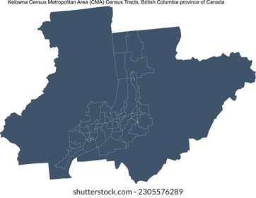 Tratos censales del Área Metropolitana del Censo Kelowna (CMA), provincia de Canadá en Columbia Británica en 2021