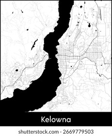 Stadtplan von Kelowna, Kanada - Topografisches Vektorkartenposter