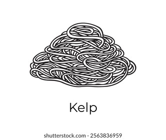 kelp doodle hand drawn icon. Outline drawing plant organic natural cosmetic kelp algae ingredient line clipart symbol . Vector illustration