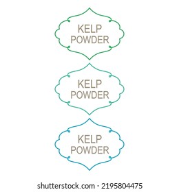 KELP POWDER ORNAMENTAL LABELS PERFECT FOR BIO SHOP PRODUCT PACKAGES ISOLATED ON WHITE