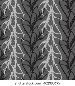 Kelp seaweed gray abstract rough.Hand drawn with ink seamless background.Modern hipster style design.