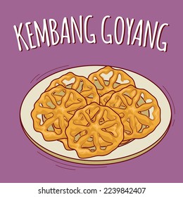 Kembang goyang illustration Indonesian food with cartoon style