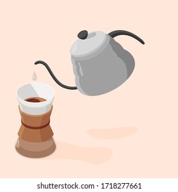 Kemeks for brewing coffee and a kettle that pours hot water