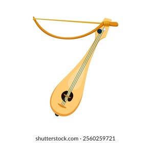 Kemenche musical instrument font 7 digit symbol. Musician ancient string musical instrument English ABC isolated vector numeral symbol, ethic music festival acoustic equipment typeset seven digit