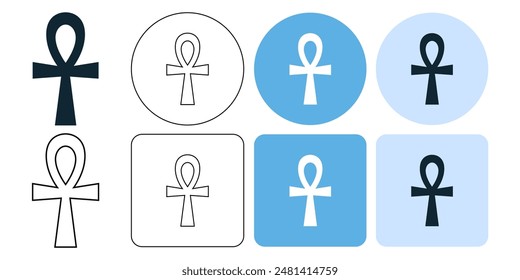 kemetismo, trad.african, símbolos ankh egipcios, símbolo de religión espiritual símbolo de icono diseño ui y ux, glifos e icono de línea de trazo