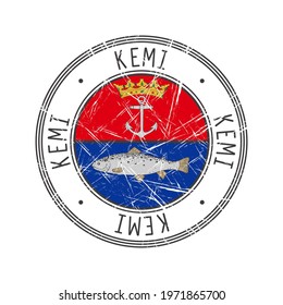 Kemi city, Finland. Grunge postal rubber stamp over white background