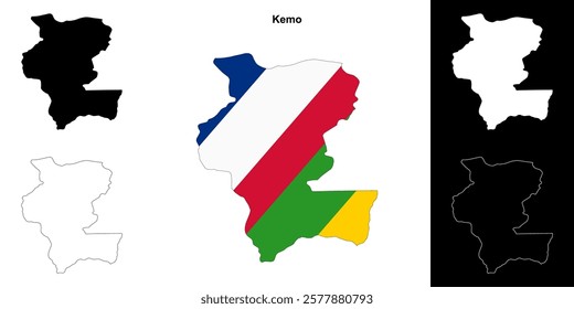 Kemo prefecture outline map set
