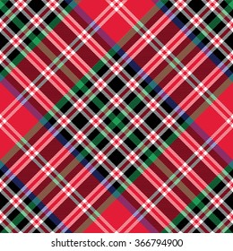Kemp tartan fabric texture check diagonal pattern seamless.Vector illustration. EPS 10. No transparency. No gradients.
