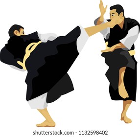 Kempo Japanese Martial Art Sport Vector Illustration
