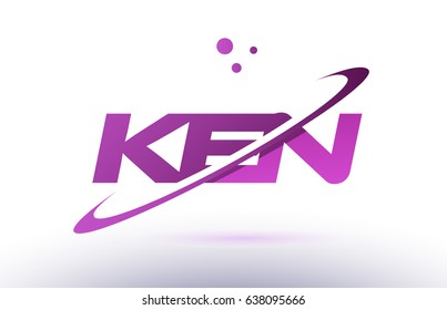 ken k e n  alphabet letter logo combination purple pink creative text dots company vector icon design template