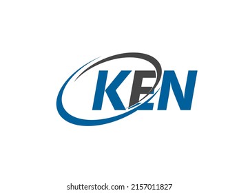 KEN letter creative modern elegant swoosh logo design