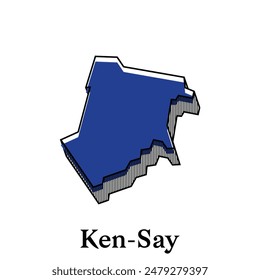 Ken say City Republic of Kyrgyzstan map vector illustration, vector template with outline graphic sketch style isolated on white background