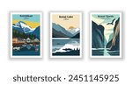 Kenai Fjords, National Park, Kenai Lake, Alaska, Ketchikan, Alaska - Vintage travel poster. Vector illustration. High quality prints