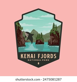 kenai fjords national park logo vector emblem patch illustration design