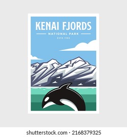 Kenai Fjords National Park poster vector illustration design