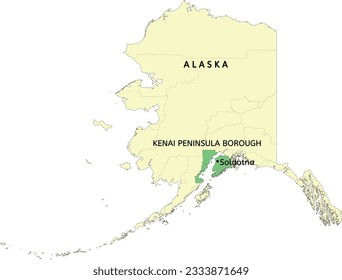 Kenai Peninsula Borough and  city of Soldotna location on Alaska state map