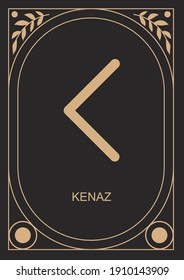 Kenaz runa. Opening, fire. Vector illustration.