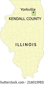 Kendall County and city of Yorkville location on Illinois state map