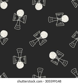 Kendama doodle seamless pattern background