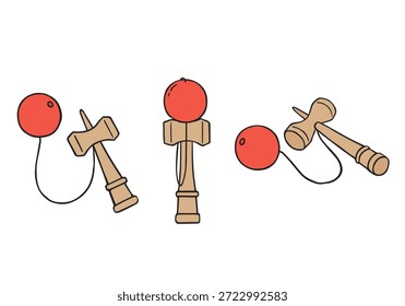Conjunto de ilustración dibujado a mano Kendama