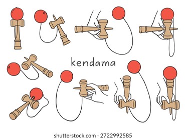 Conjunto de ilustración dibujado a mano Kendama