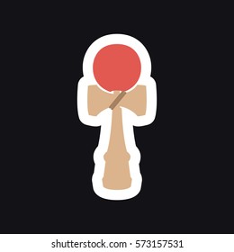 kendama icon, sticker. vector illustration