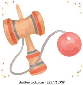 Kendama. Juguete japonés. Ilustración vectorial.