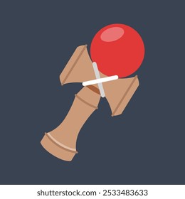 Juguete tradicional japonés Kendama en diseño de Vector plano.