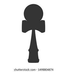 Kendama silhouette icon flat japanese traditional toy isolated white background vector