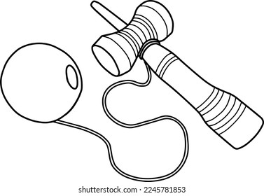 ilustración vectorial de línea de juguetes kendama aislada en fondo blanco