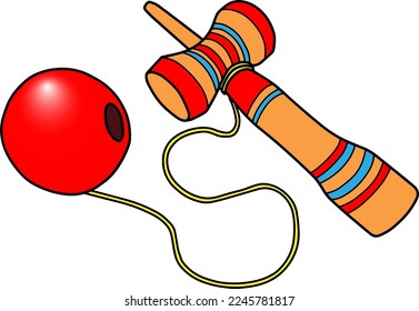 ilustración vectorial de kendama juguetes aislados en fondo blanco