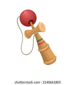 Juguete tradicional de Kendama de japón símbolo de objeto asiático cartografía vector