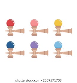 Kendama vector illustration on white background. Kendama is a traditional Japanese toy.