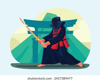 kendo athletes are practicing kendo