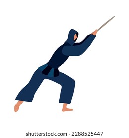 Kendo fighter on white background flat vector illustration