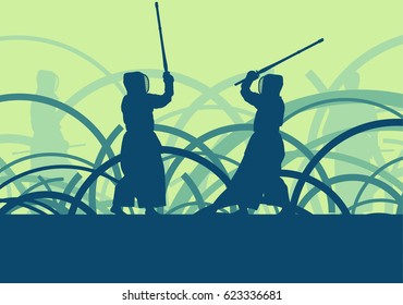 Kendo fighter in uniform vector background