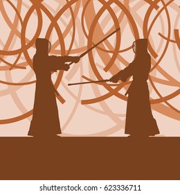 Kendo fighter in uniform vector background