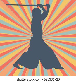 Kendo fighter in uniform vector background